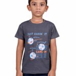 Redyez Kids Boys and Girls Half Sleeve printed T-Shirts (Dark Grey Colour)