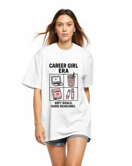 Redyez Oversized Printed T-Shirt for Women's | White & Black