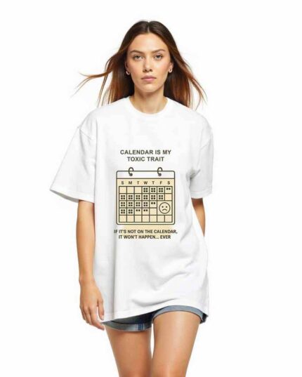 Redyez Oversized Printed T-Shirt for Women's | White & Black