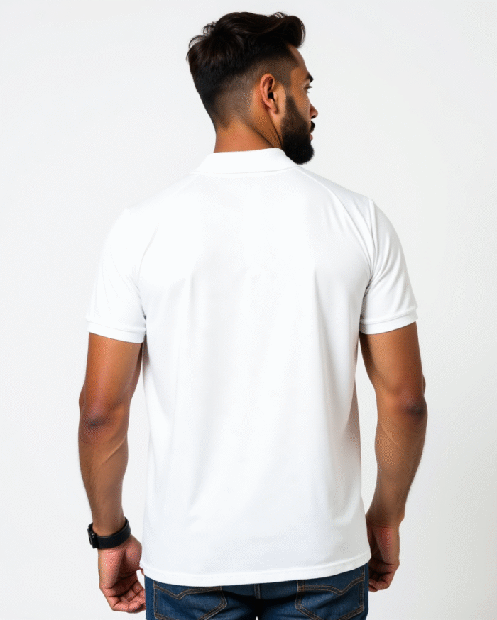 White Polo T-Shirt for Men – 100% Cotton by Redyez - Image 5