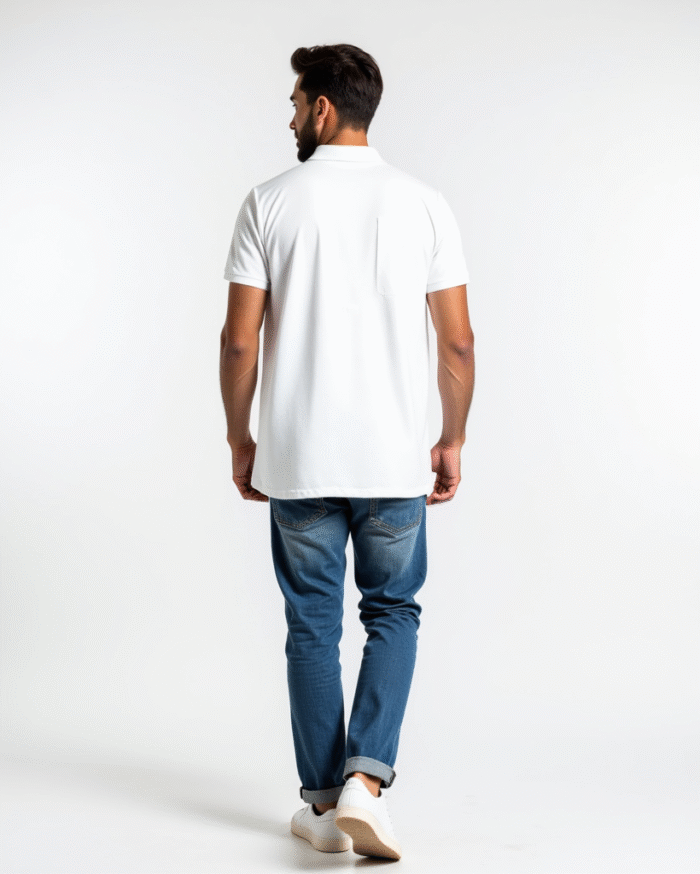 White Polo T-Shirt for Men – 100% Cotton by Redyez - Image 4