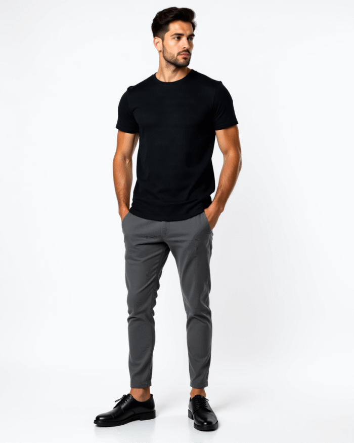 Redyez Men's Black Round Neck T-Shirt – Half Sleeve, Regular Fit