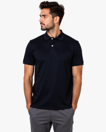 Redyez 100% Cotton Black Polo T-Shirt – Classic Fit, Half Sleeve