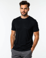 Redyez Men's Black Round Neck T-Shirt – Half Sleeve, Regular Fit