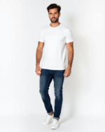 White Round Neck T-Shirt for Men | 100% Cotton by Redyez - Image 4