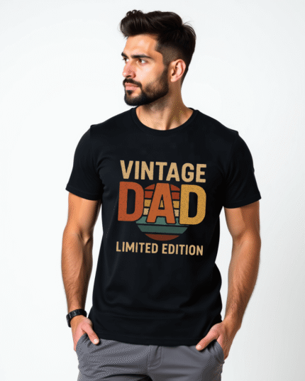 Redyez Men’s Printed T-Shirt – ‘Vintage Dad Limited Edition’ | Father’s Day Gift | Black & White