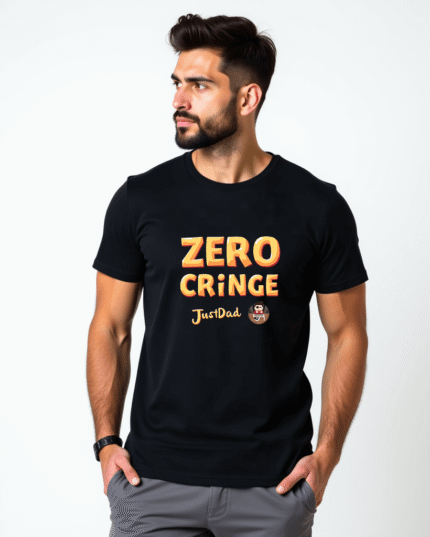 Redyez Men’s Printed T-Shirt – ‘Zero Cringe Just Dad’ | Father’s Day Gift | Black & White