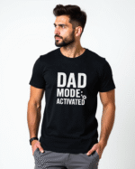 Redyez Men’s Printed T-Shirt – ‘Dad Mode Activated’ | Father’s Day Gift | Black & White
