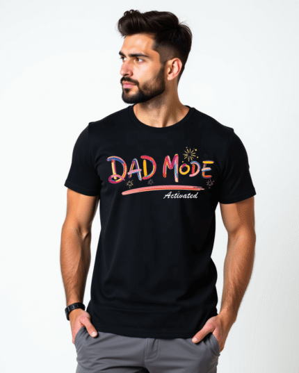 Redyez Men’s Printed T-Shirt – ‘Dad Mode Activated’ | Father’s Day Gift | Black & White