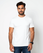 White Round Neck T-Shirt for Men | 100% Cotton by Redyez