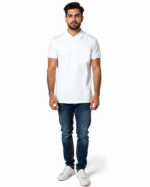 White Polo T-Shirt for Men – 100% Cotton by Redyez - Image 2