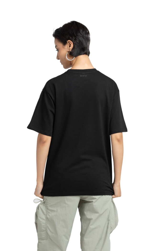 Redyez Black Oversized T-Shirt for Women | 100% Cotton | Casual Summer Streetwear - Image 5