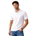 REDYEZ Men’s White Polo T-Shirt | Pure Cotton Bio-Wash Fabric | Regular Fit | Premium Casual Wear