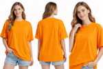Redyez Women Orange Solid Oversized T-shirt | Round Neck Casual Streetwear - Image 5